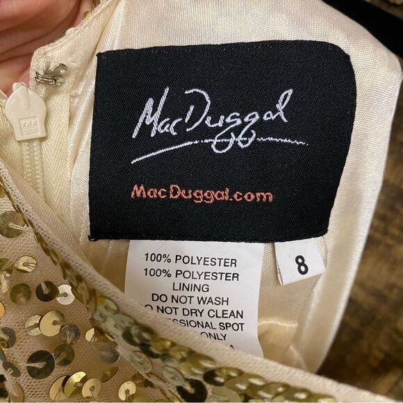 Mac Duggal 5055 Glittering Gold Evening Dress sequin train gown maxi mermaid 8 - Picture 10 of 11